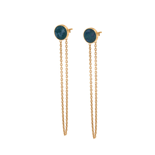 Boucles d'oreilles en argent plaqué or avec pierre en néphrite - dangle earrings gold