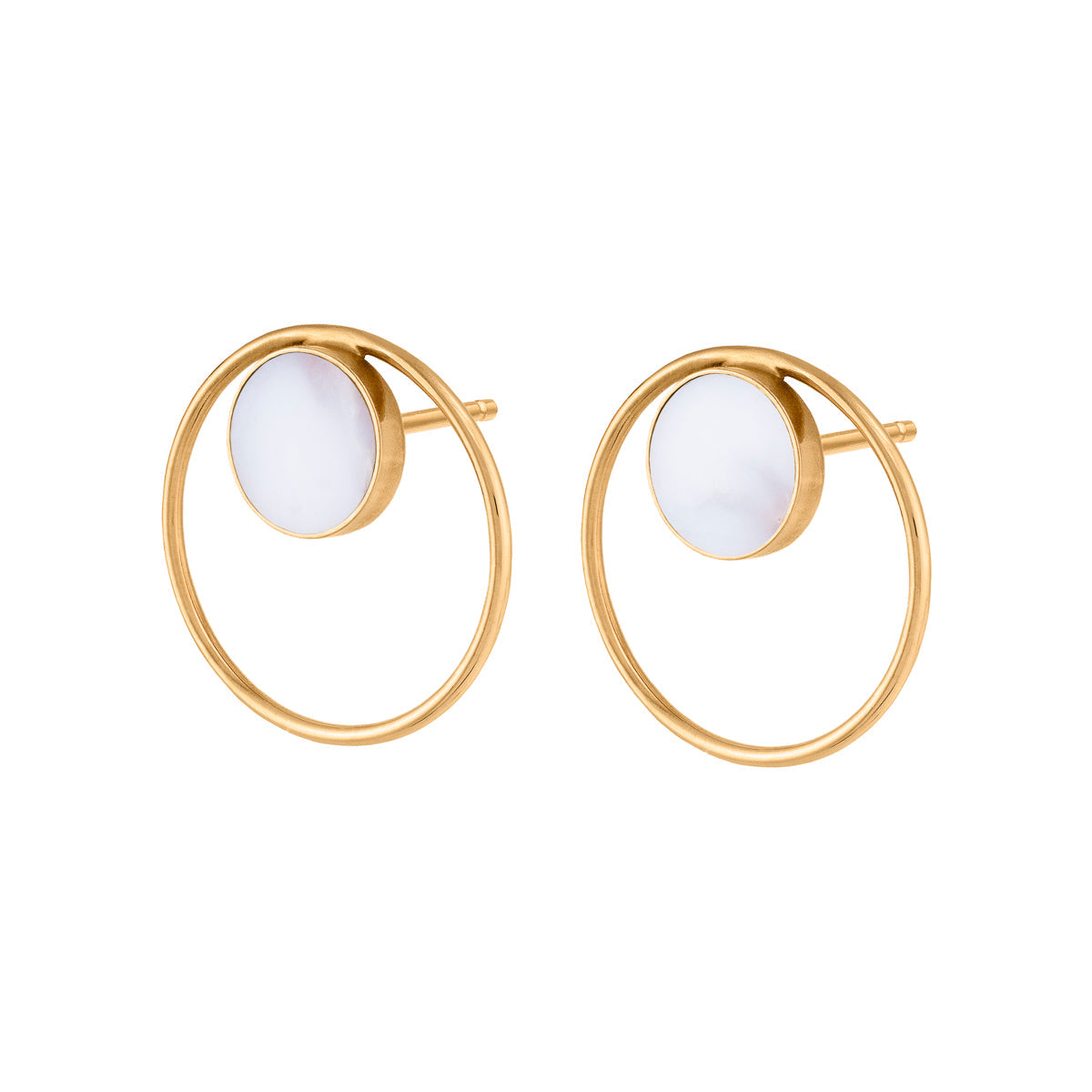 Boucles d'oreilles en argent plaqué or | Pierre en opale "earrings in circle gold"
