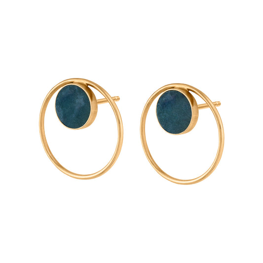 Boucles d'oreilles en argent plaqué or | Pierre en néphrite "earrings in circle gold"