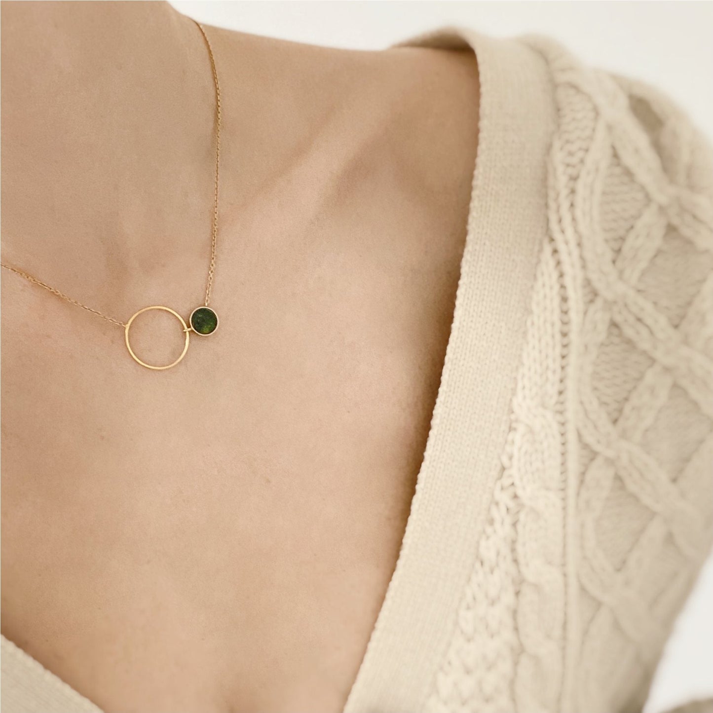 Collier en argent plaqué or | Pierre en néphrite "necklace sterling silver gold"