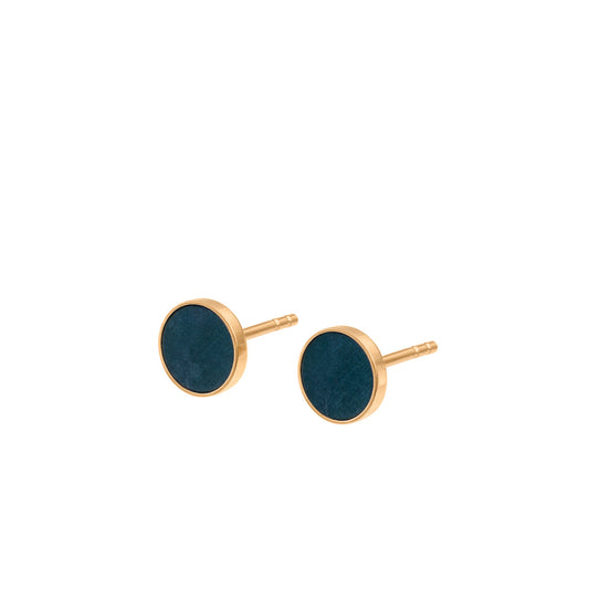 Boucles d'oreilles en argent plaqué or | Pierre en néphrite "small earrings studs with nephrite"