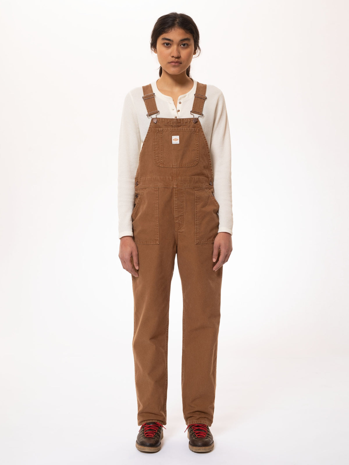Salopette ample camel en coton bio - karin dungarees washed oak