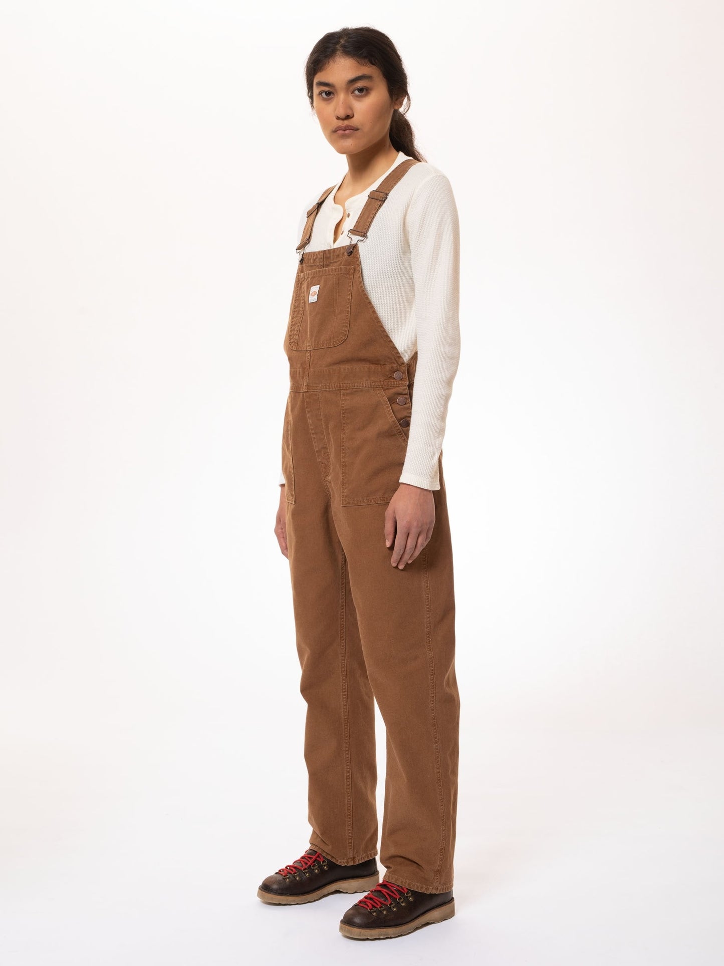 Salopette ample camel en coton bio - karin dungarees washed oak
