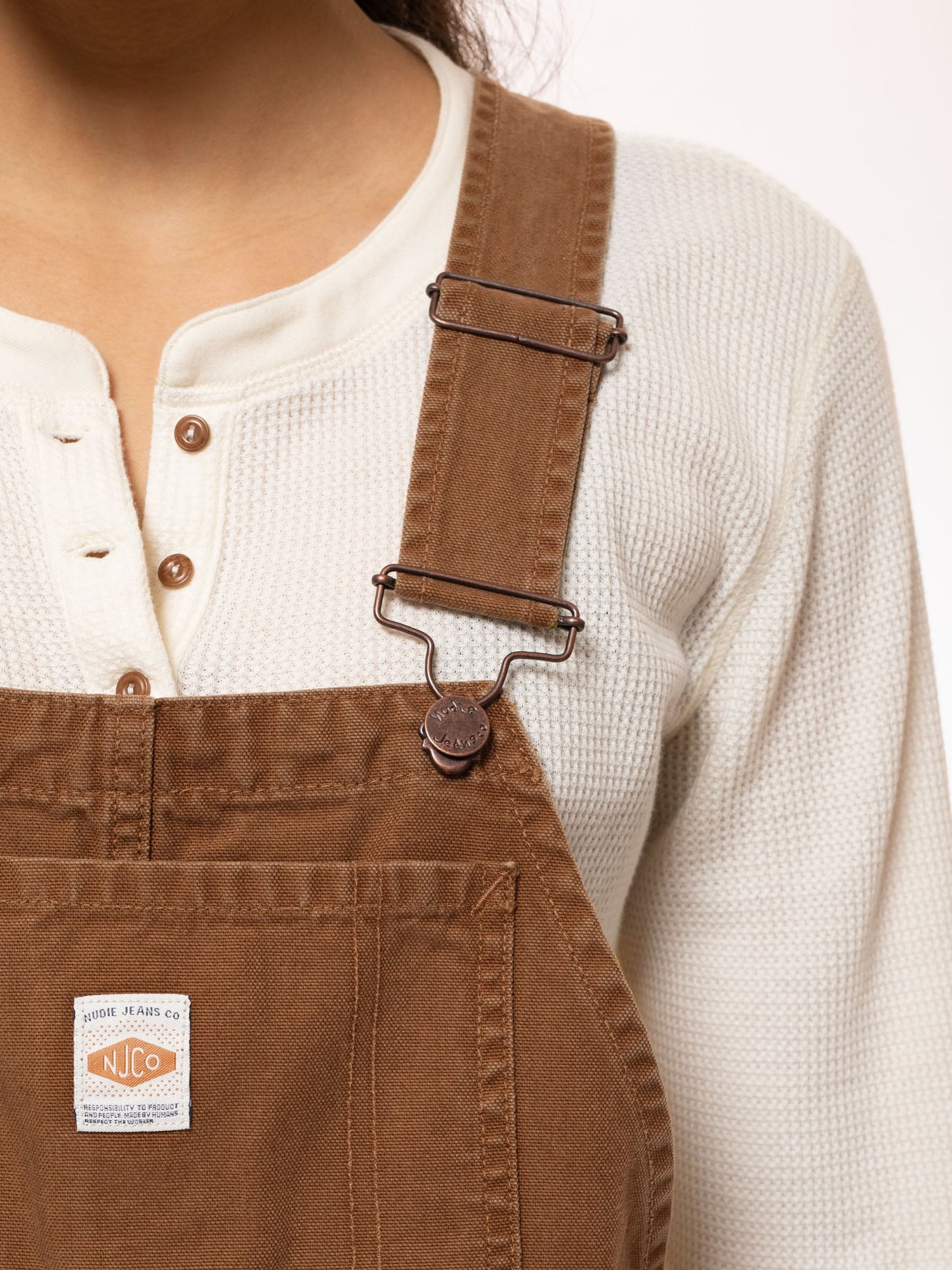 Salopette ample camel en coton bio - karin dungarees washed oak