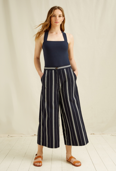 Top dos croisé marine en coton bio - Kenzie