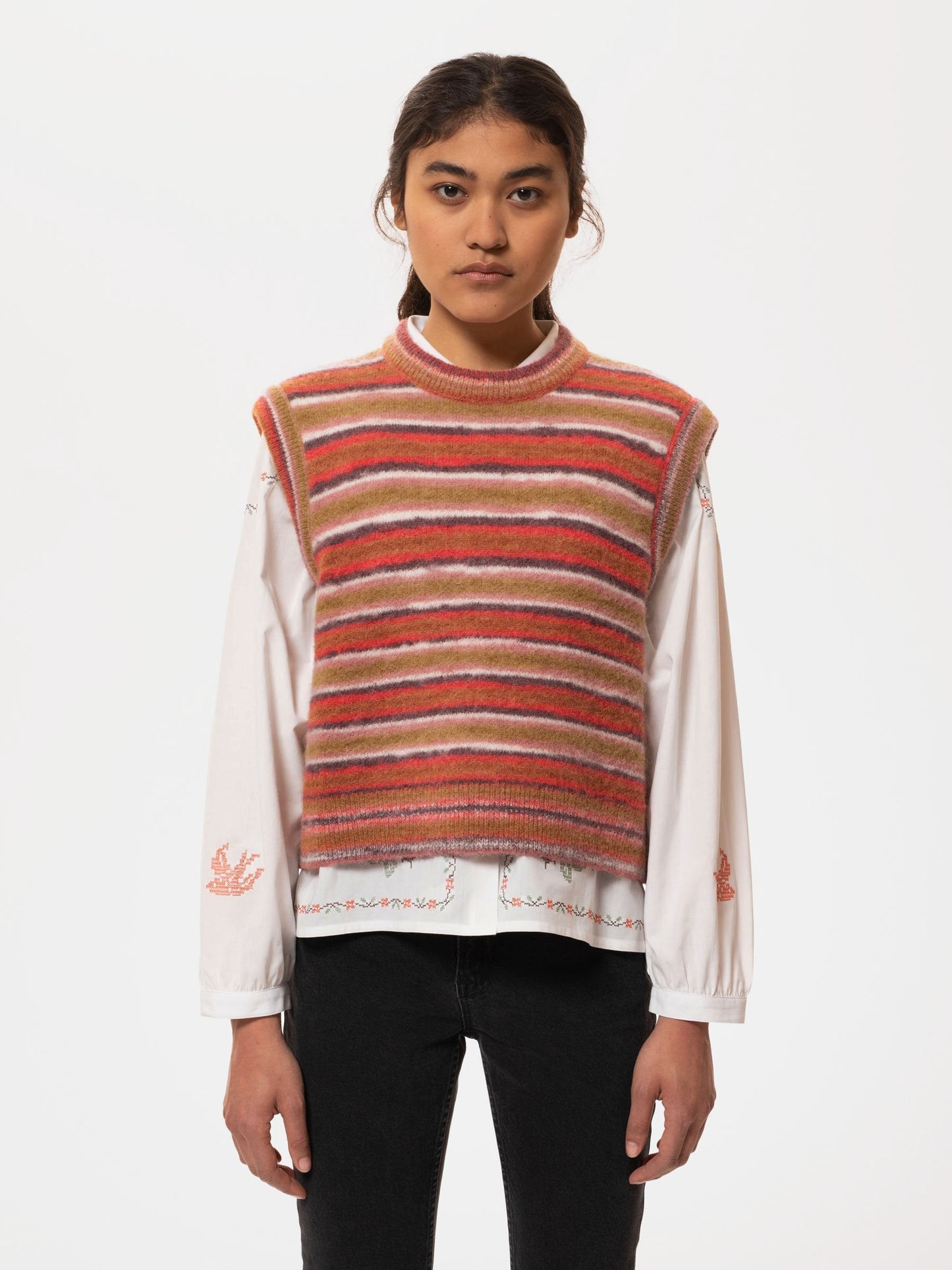 Pull sans manches à rayures en laine bio - kimmy vest striped multi