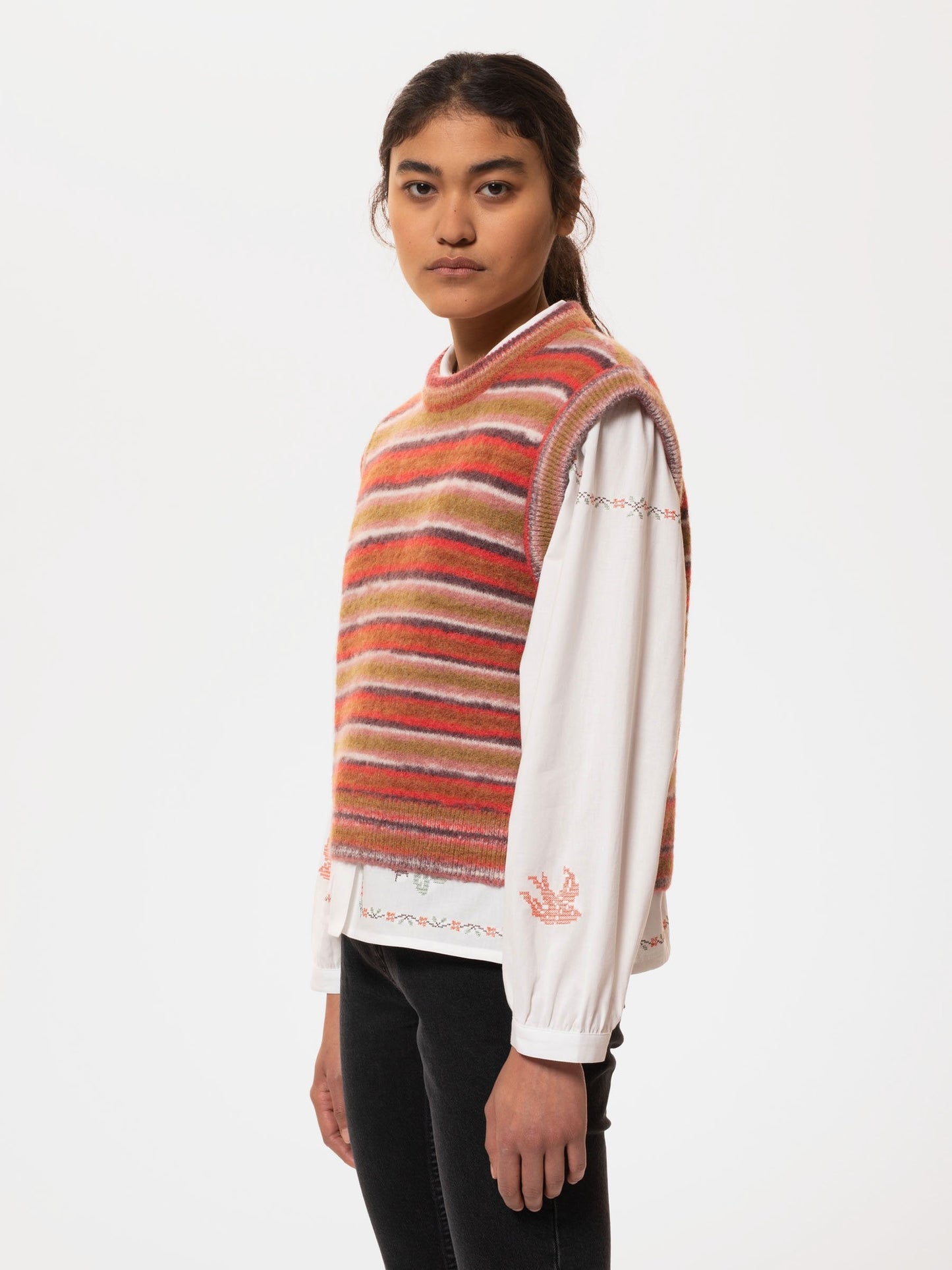 Pull sans manches à rayures en laine bio - kimmy vest striped multi