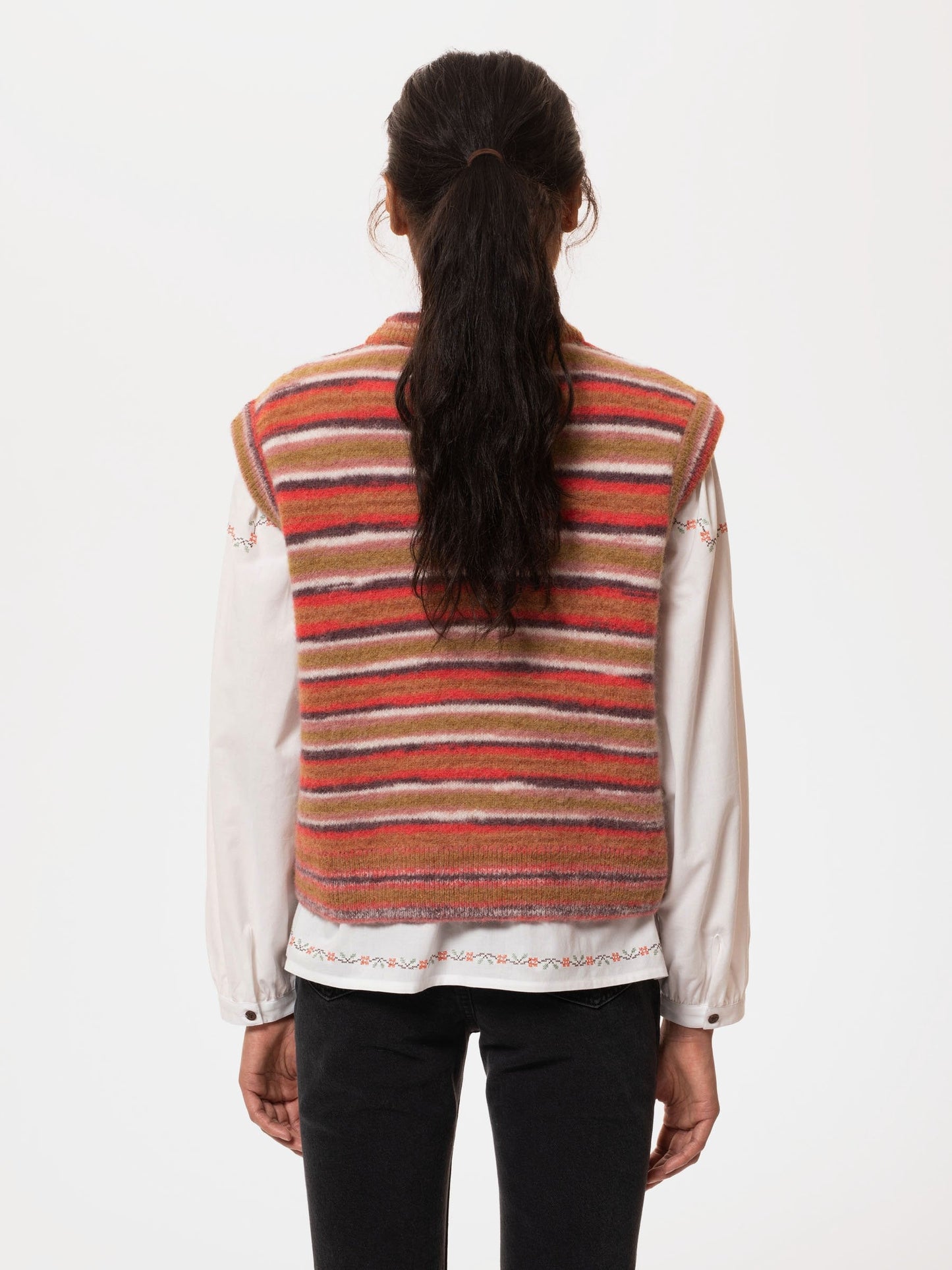 Pull sans manches à rayures en laine bio - kimmy vest striped multi