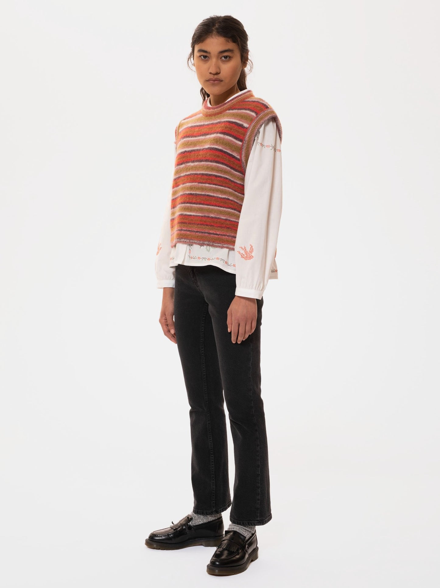 Pull sans manches à rayures en laine bio - kimmy vest striped multi