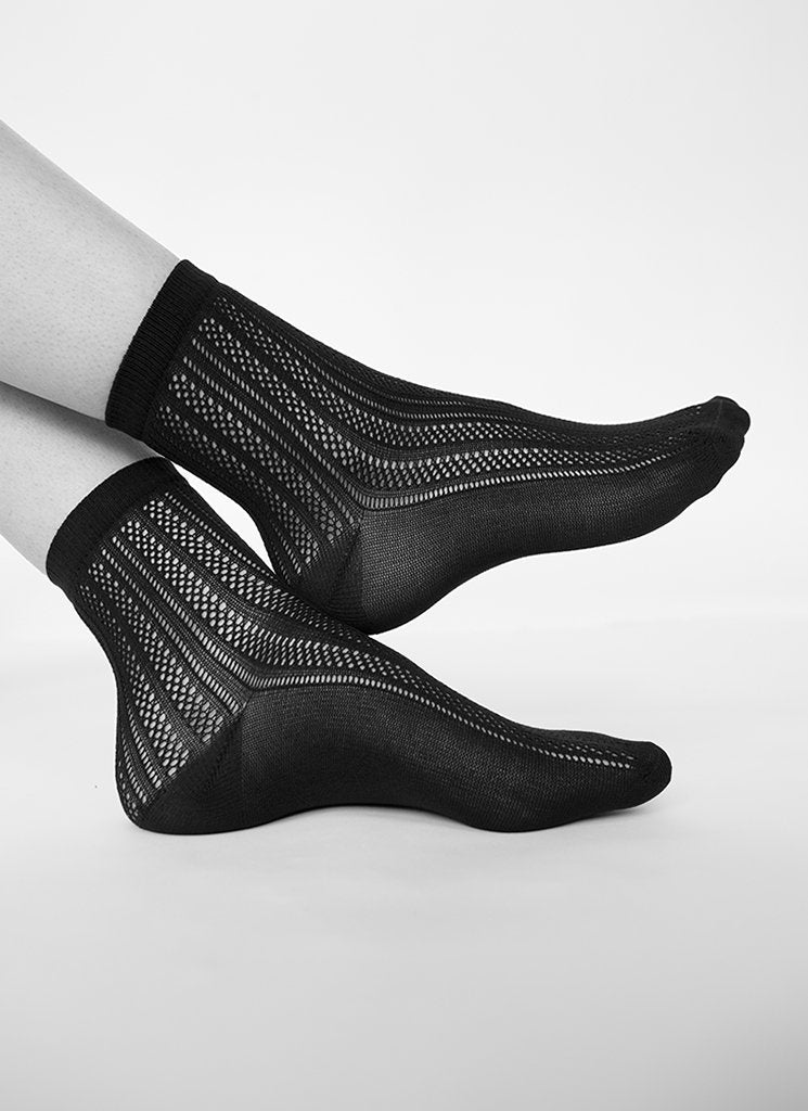 Chaussettes hautes beiges à motifs en polyamide recyclé - Klara
