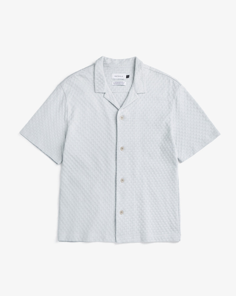 Chemise en coton biologique | gris "Knit bowling shirt - moonlight grey"