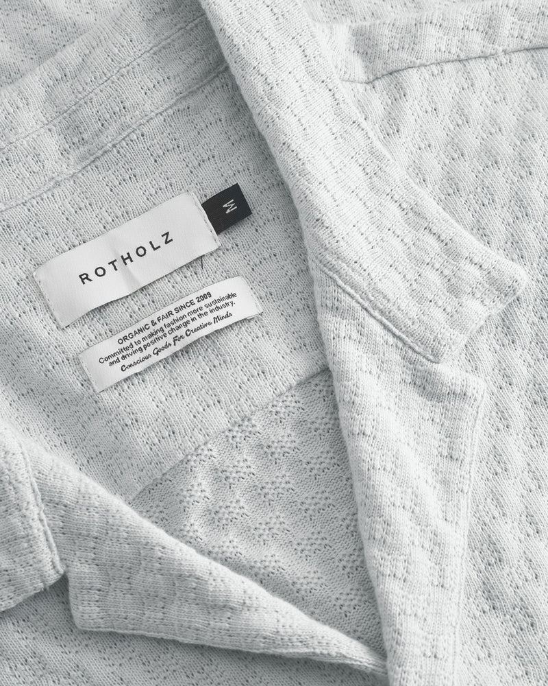 Chemise en coton biologique | gris "Knit bowling shirt - moonlight grey"
