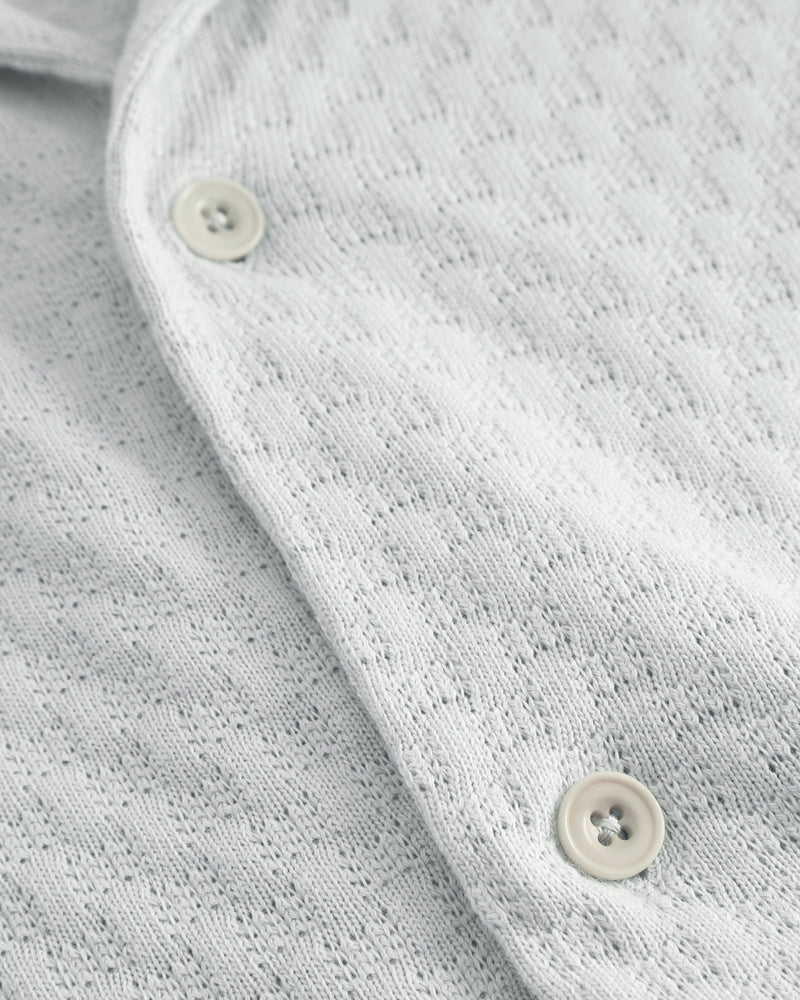 Chemise en coton biologique | gris "Knit bowling shirt - moonlight grey"