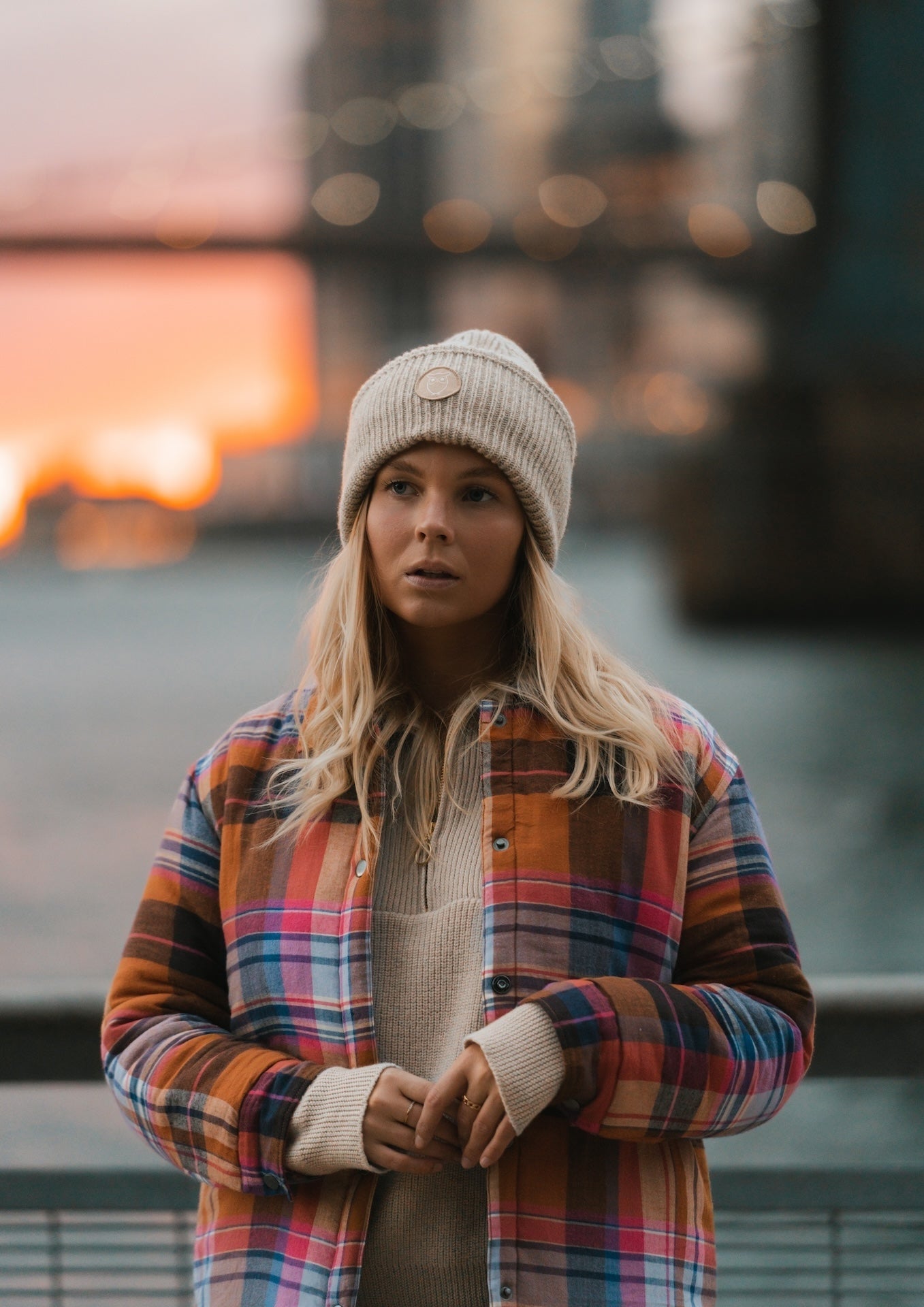 Veste matelassée en coton bio et matière recyclée | Carreaux "overshirt multi check"