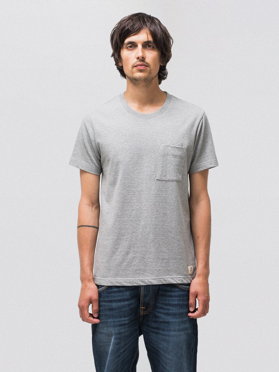 T-shirt gris avec poche en coton bio - kurt