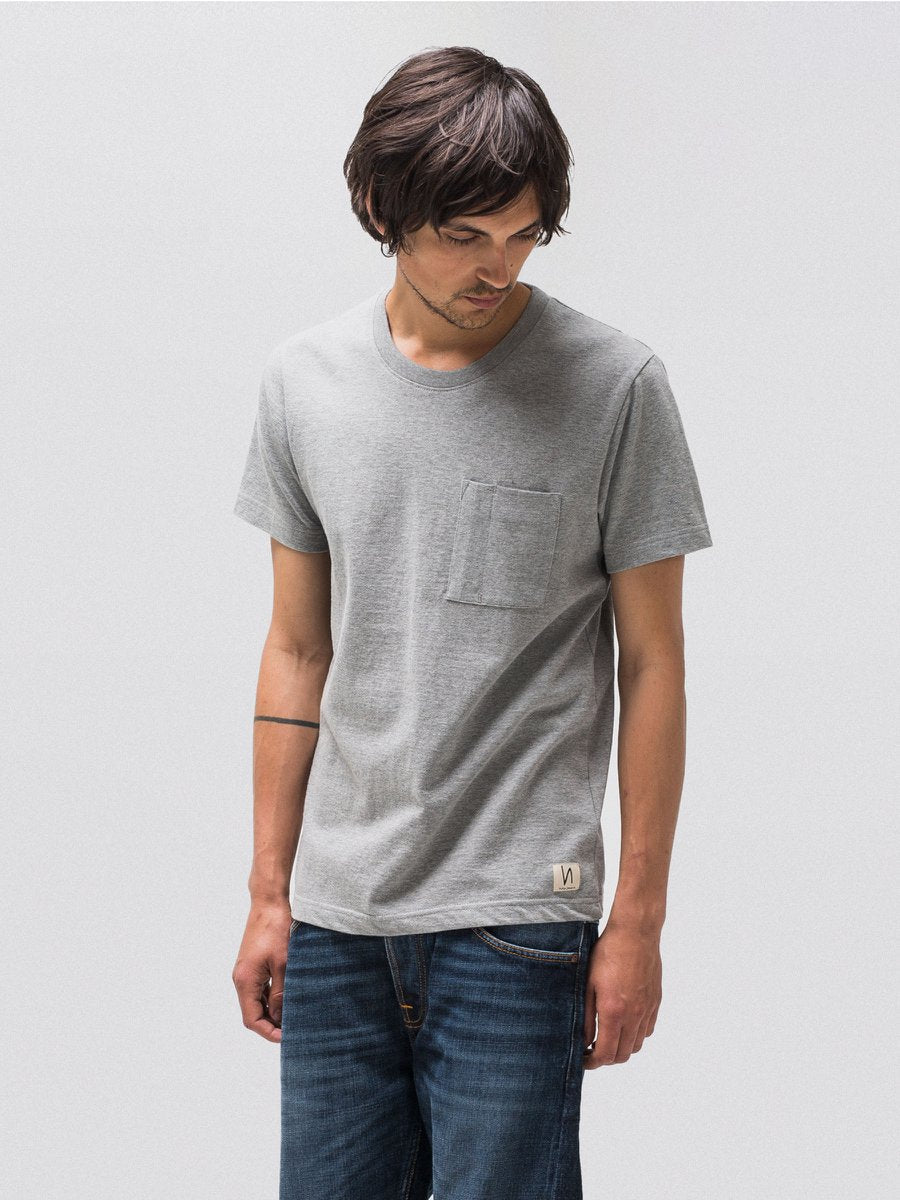 T-shirt gris avec poche en coton bio - kurt
