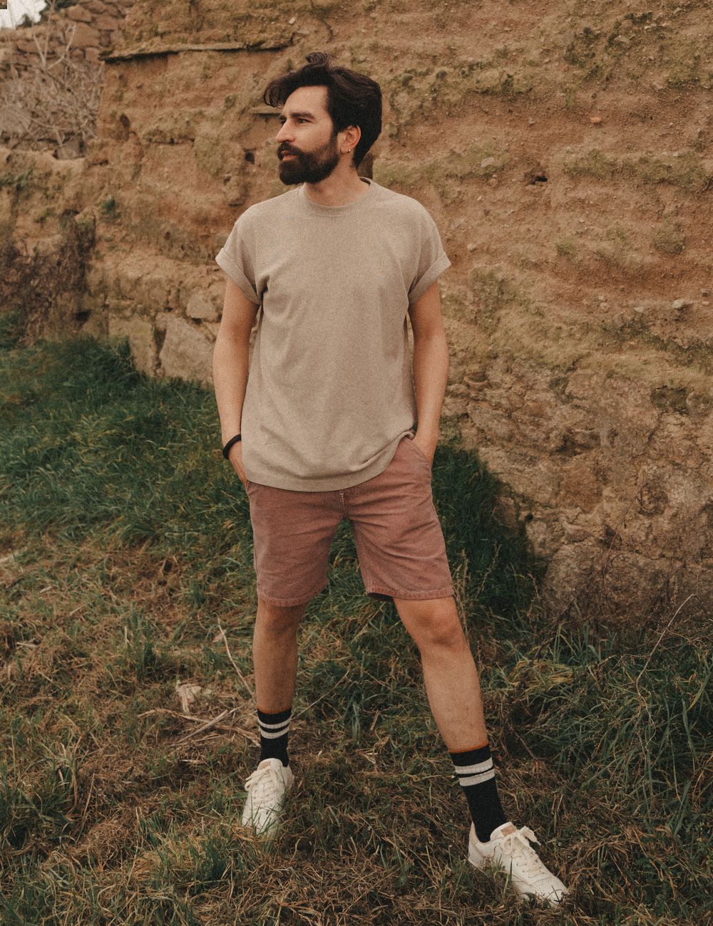 Short en jean rose minéral en coton bio et coton recyclé - Luca