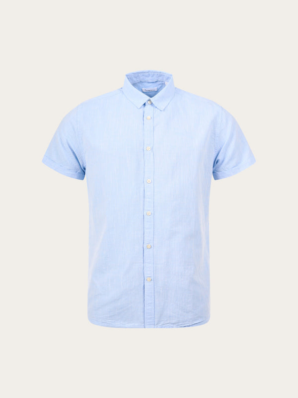 Chemise bleu ciel à manches courtes en coton bio et lin - Larch SS skyway
