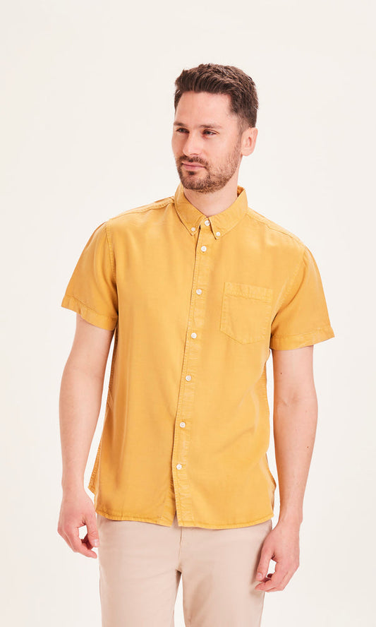 Chemise à manches courtes jaune en tencel - larch honey gold