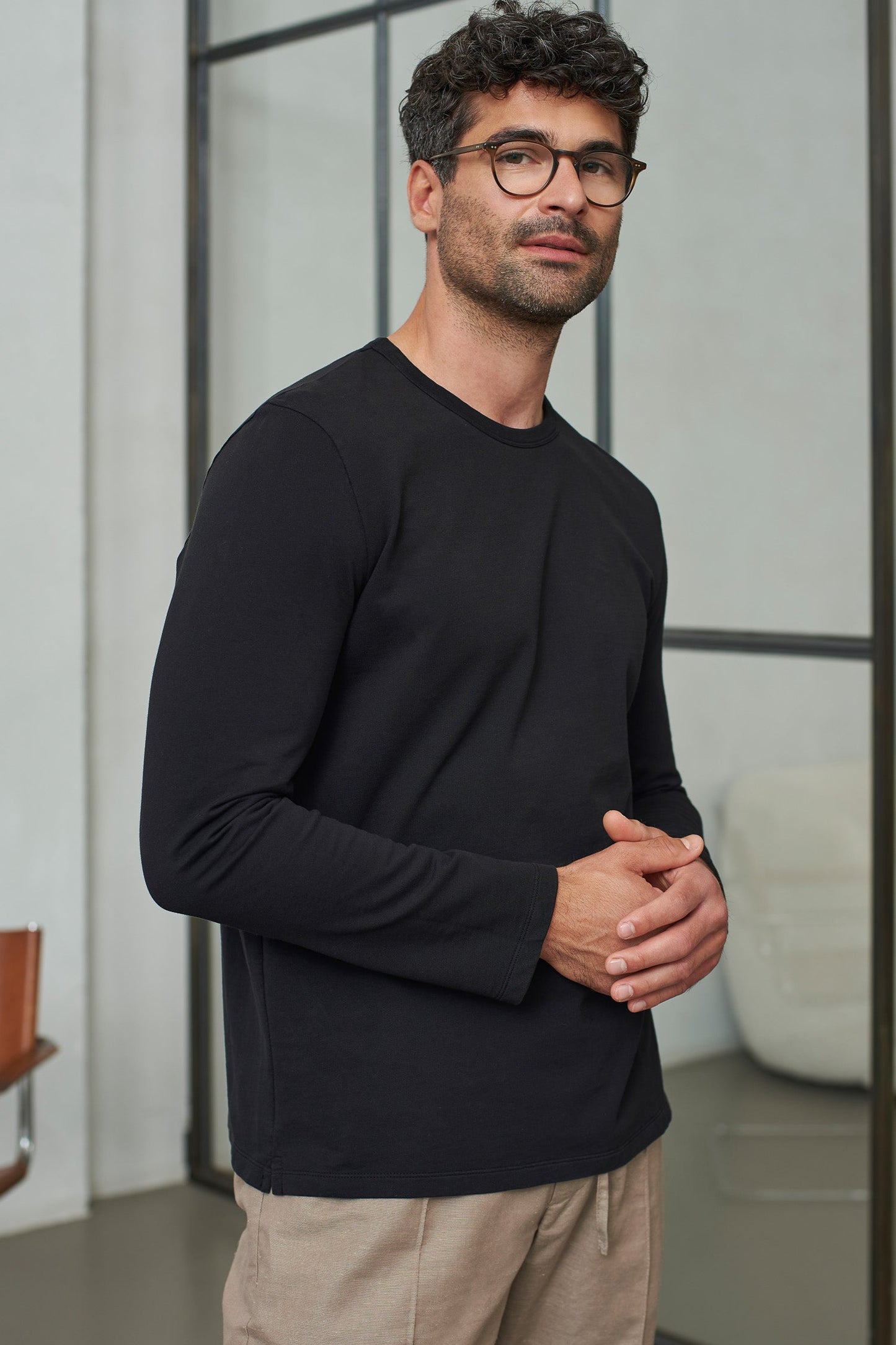 T-shirt manches longues en jersey de coton bio | noir "lars eco black"