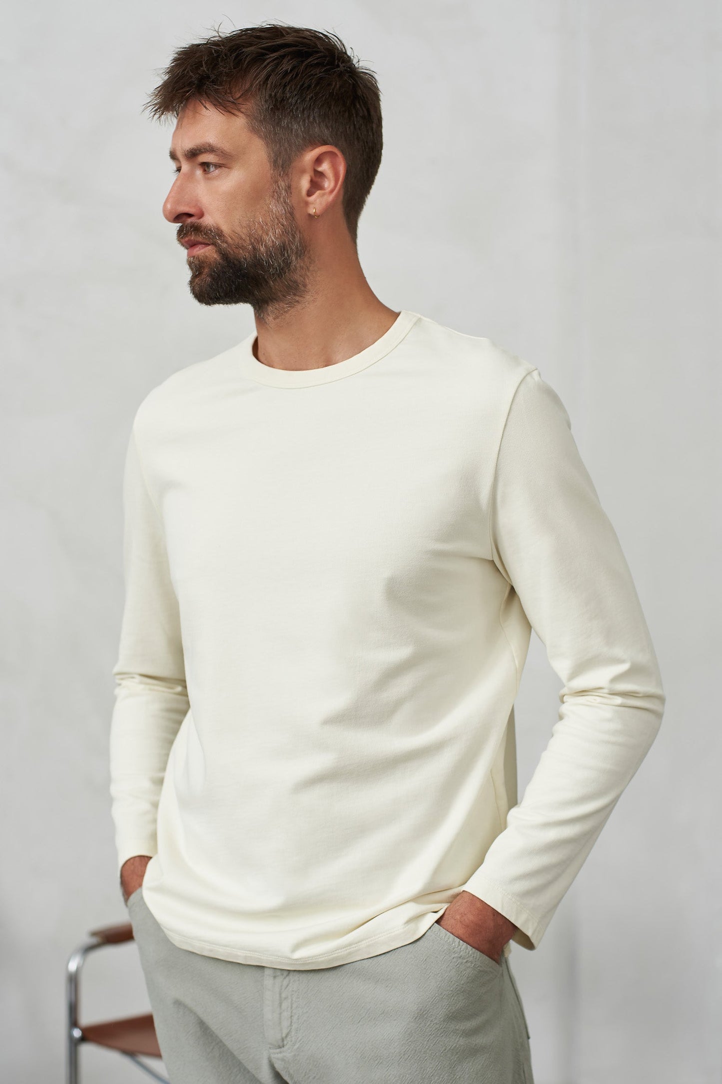 T-shirt manches longues en jersey de coton bio | écru "lars eco ecru"