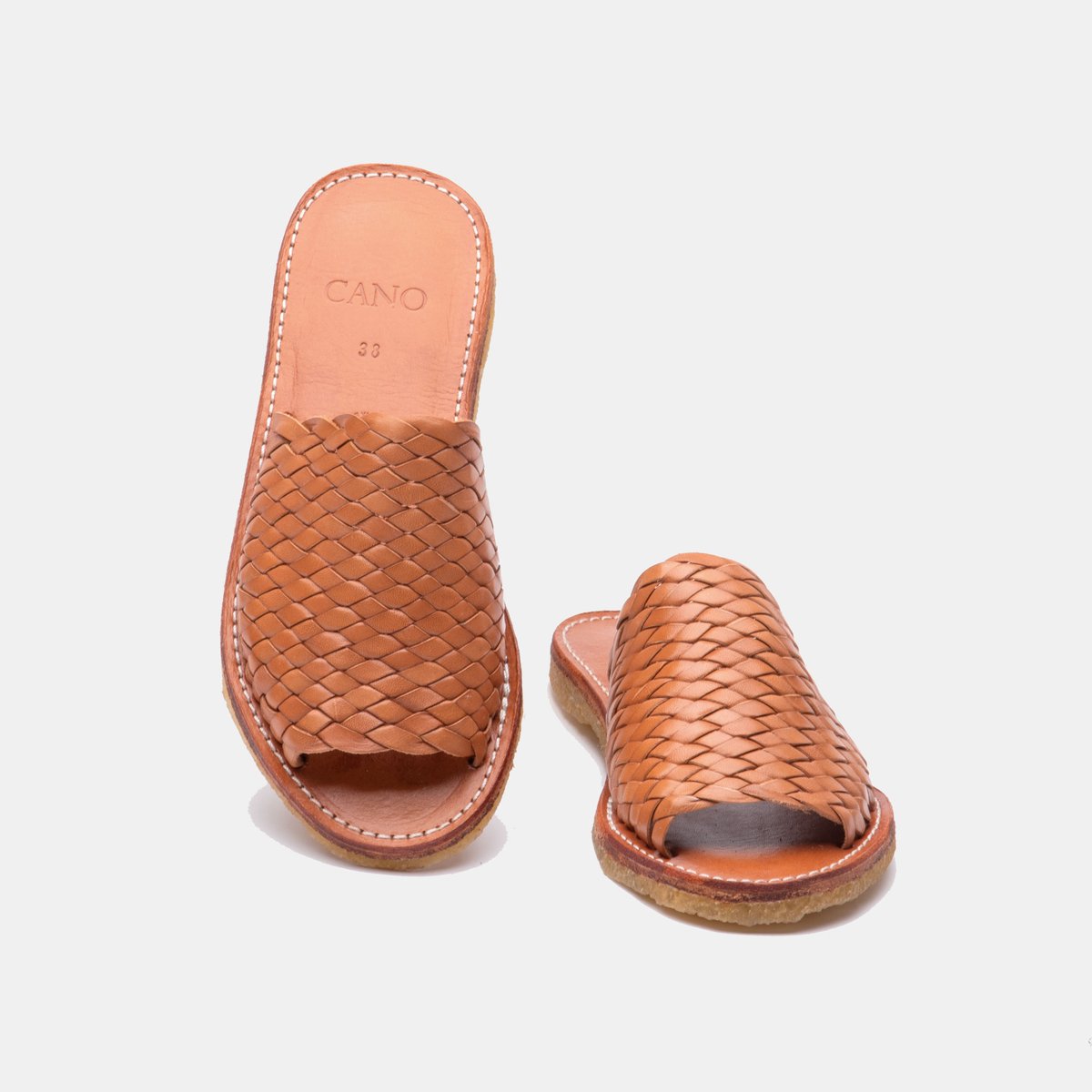 Sandales cognac en cuir tannage végétal - Laura