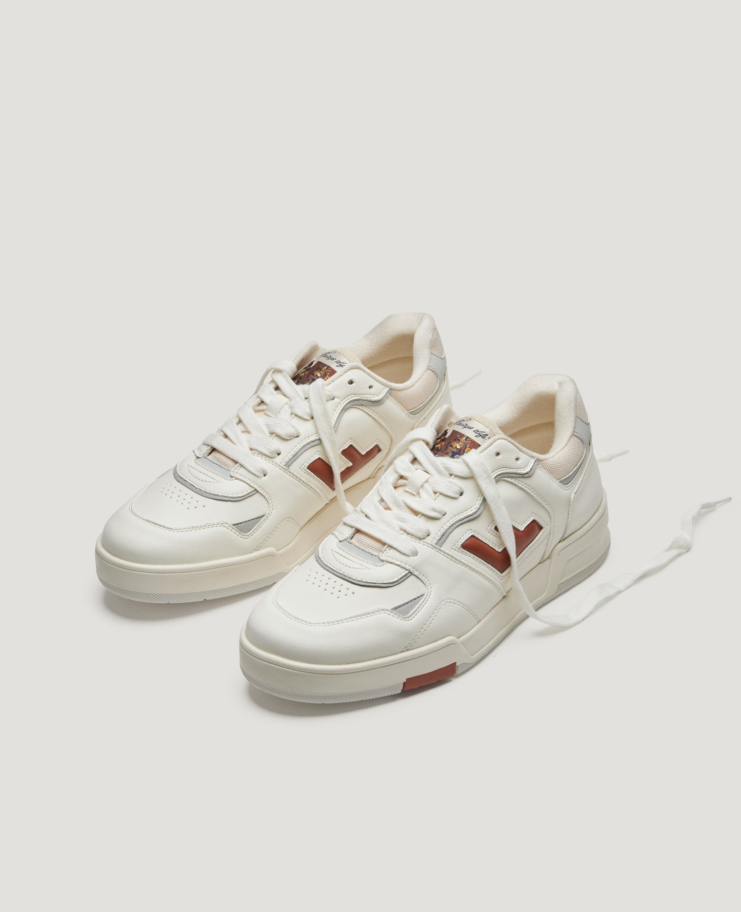 Baskets vegan en recyclé | blanc et camel "leonardo 02 brick"