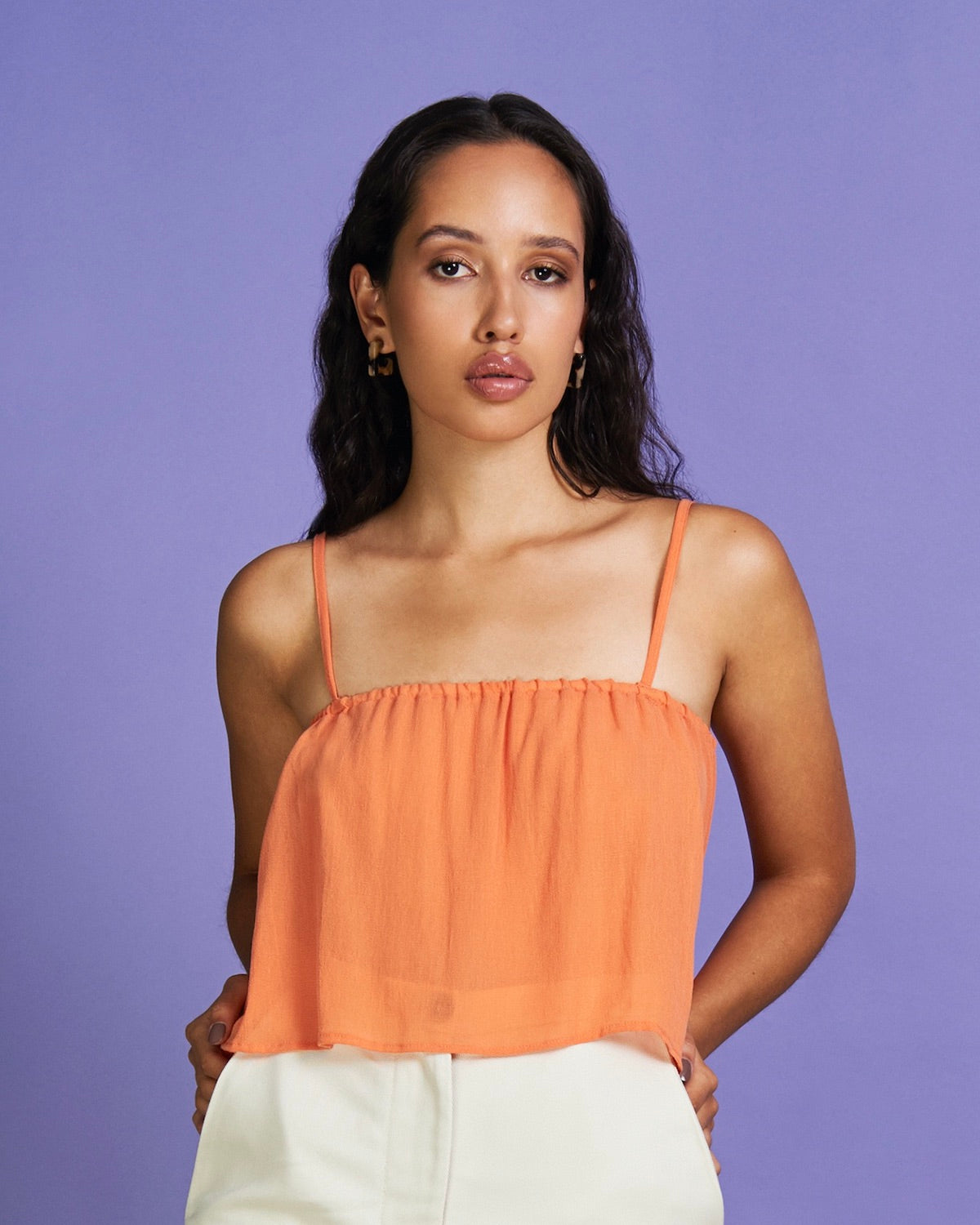 Top court ample orange en tencel - leonie