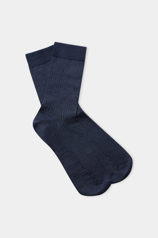 Chaussettes en lin et coton bio | Marine "linen socks navy"