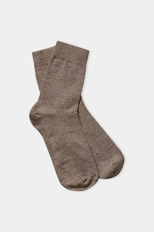 Chaussettes en lin et coton bio | Marron "linen socks walnut"