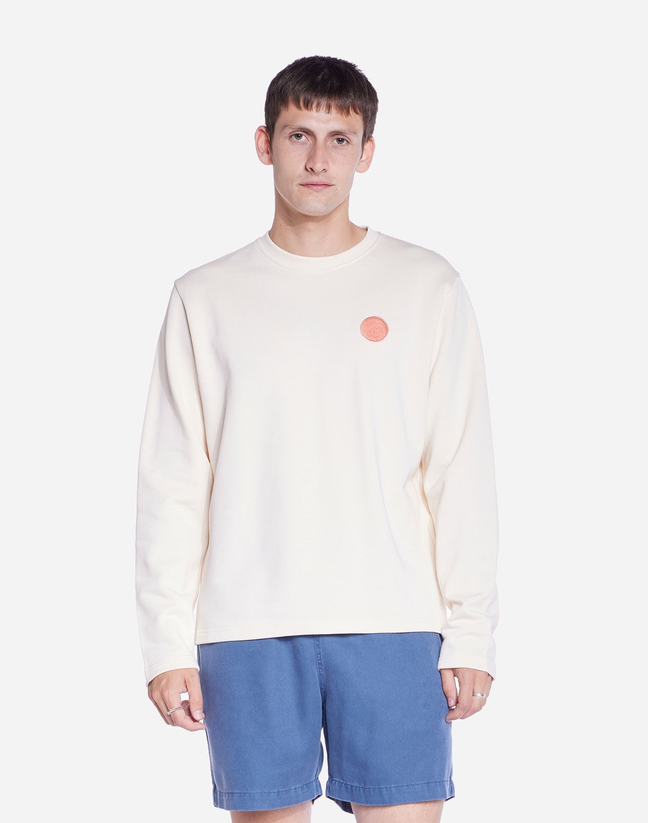 Sweat brodé en coton bio | écru "lip ivory"