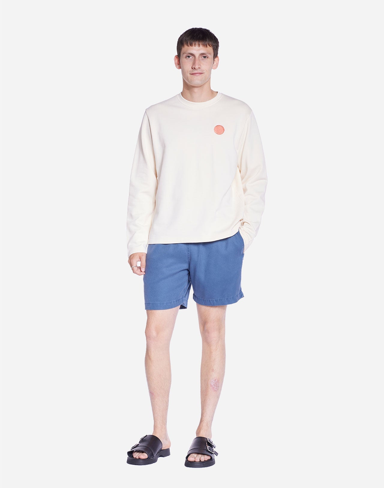 Sweat brodé en coton bio | écru "lip ivory"