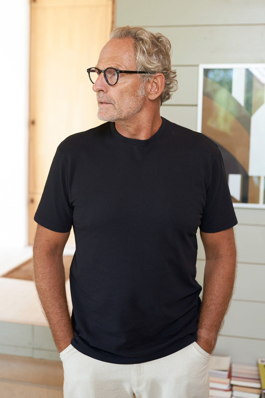 T-shirt en coton bio piqué | noir "liron eco pique black"