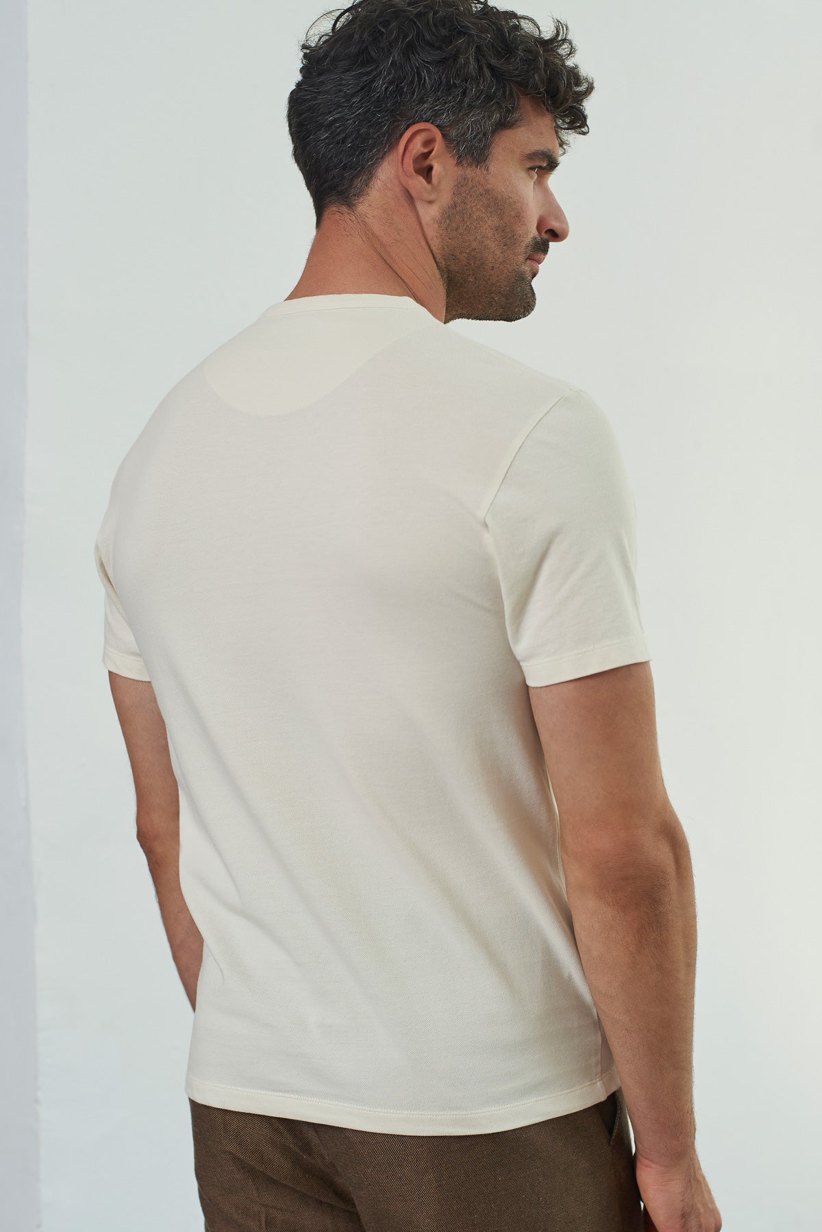 T-shirt en coton bio piqué | ecru "liron eco pique ecru"