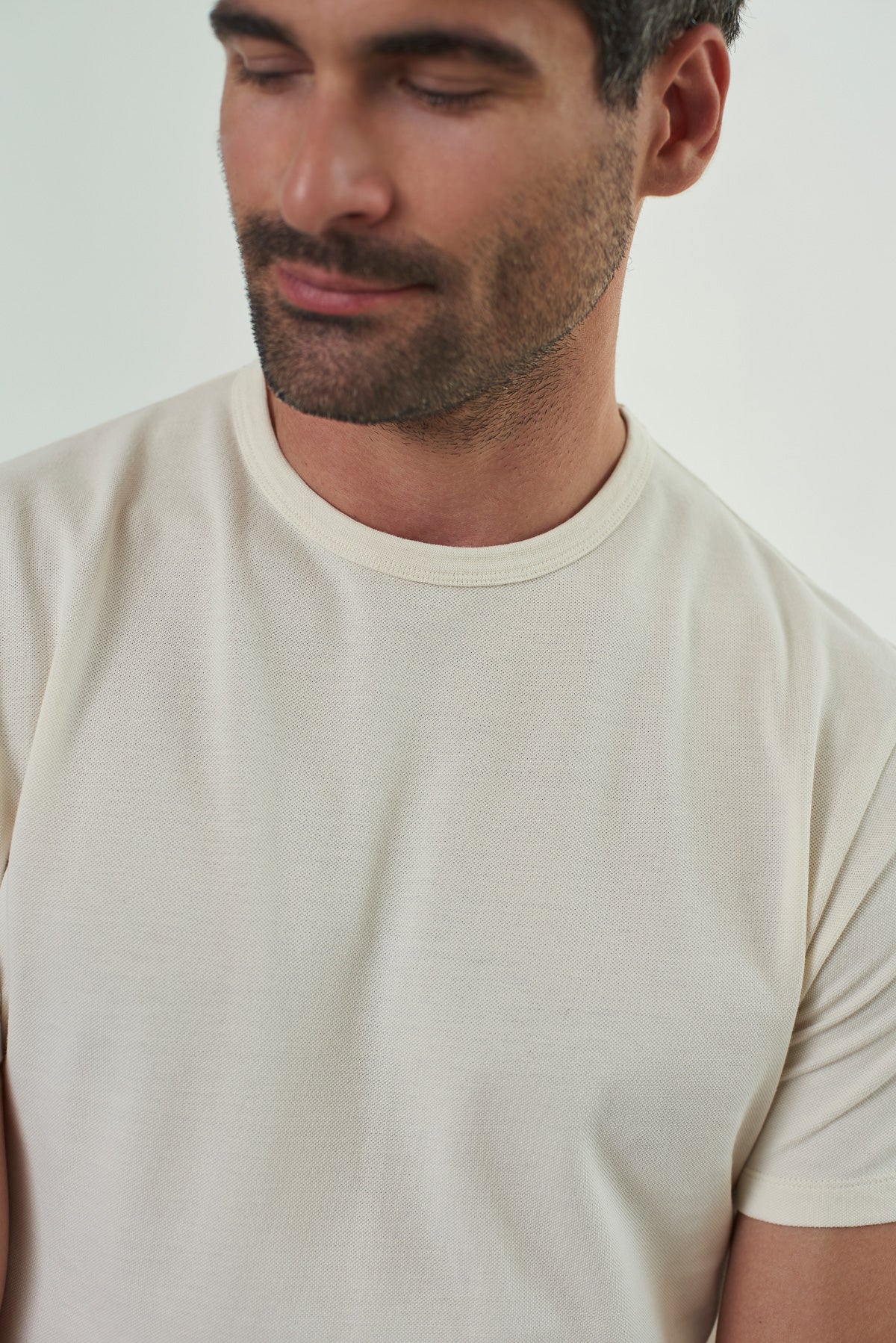 T-shirt en coton bio piqué | ecru "liron eco pique ecru"