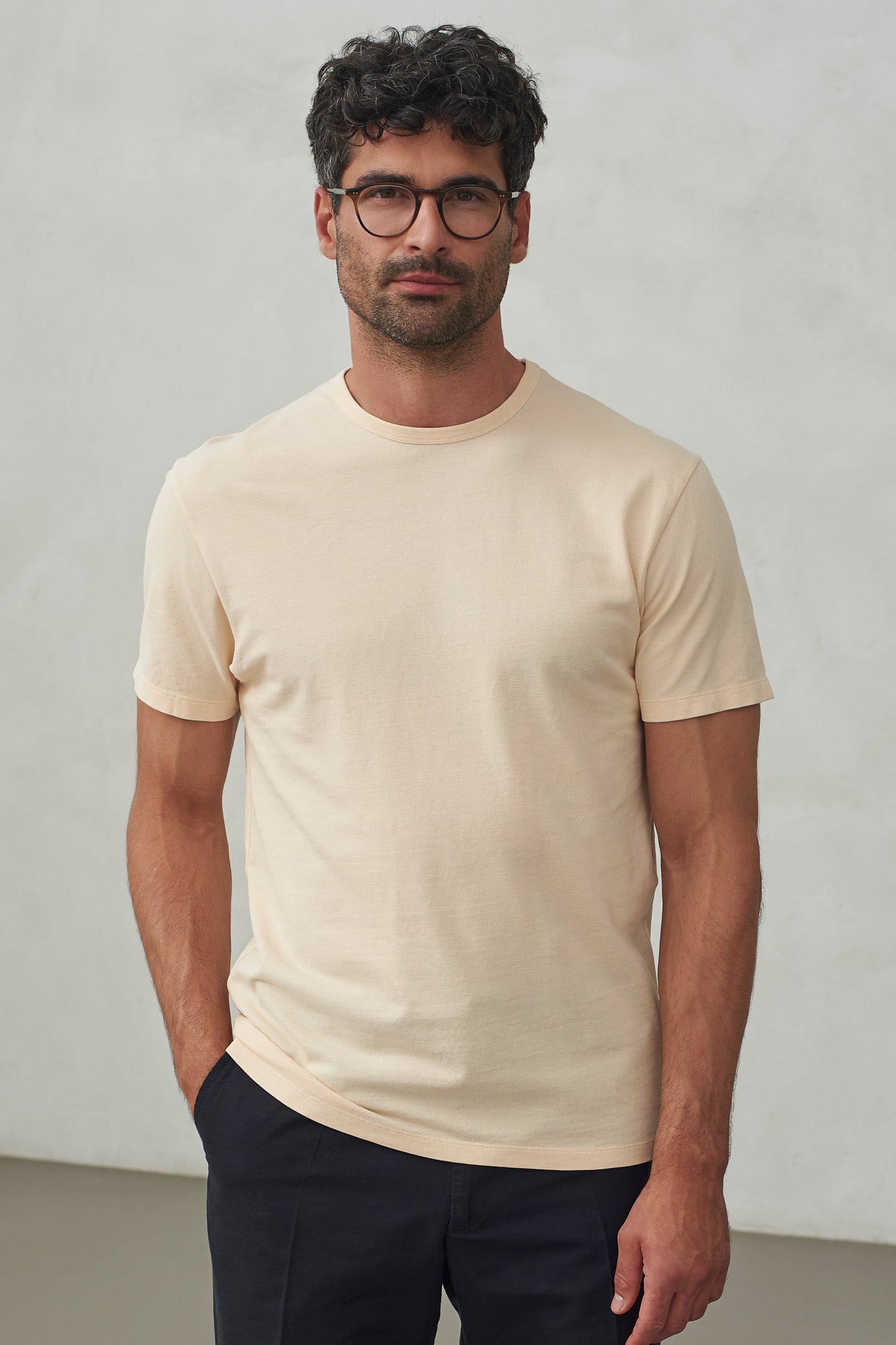 T-shirt en coton bio piqué | pêche "liron eco pique peach"