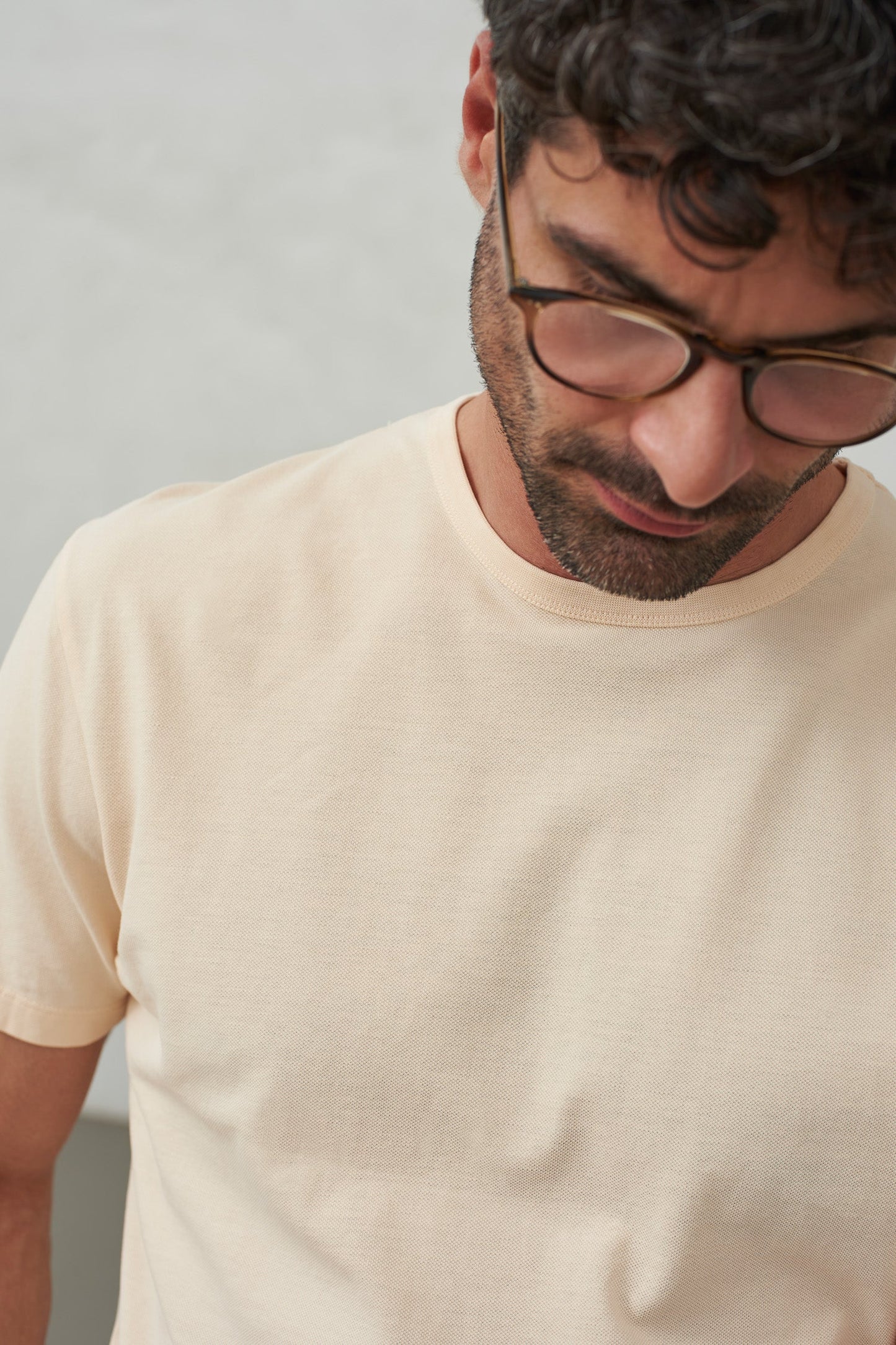 T-shirt en coton bio piqué | pêche "liron eco pique peach"