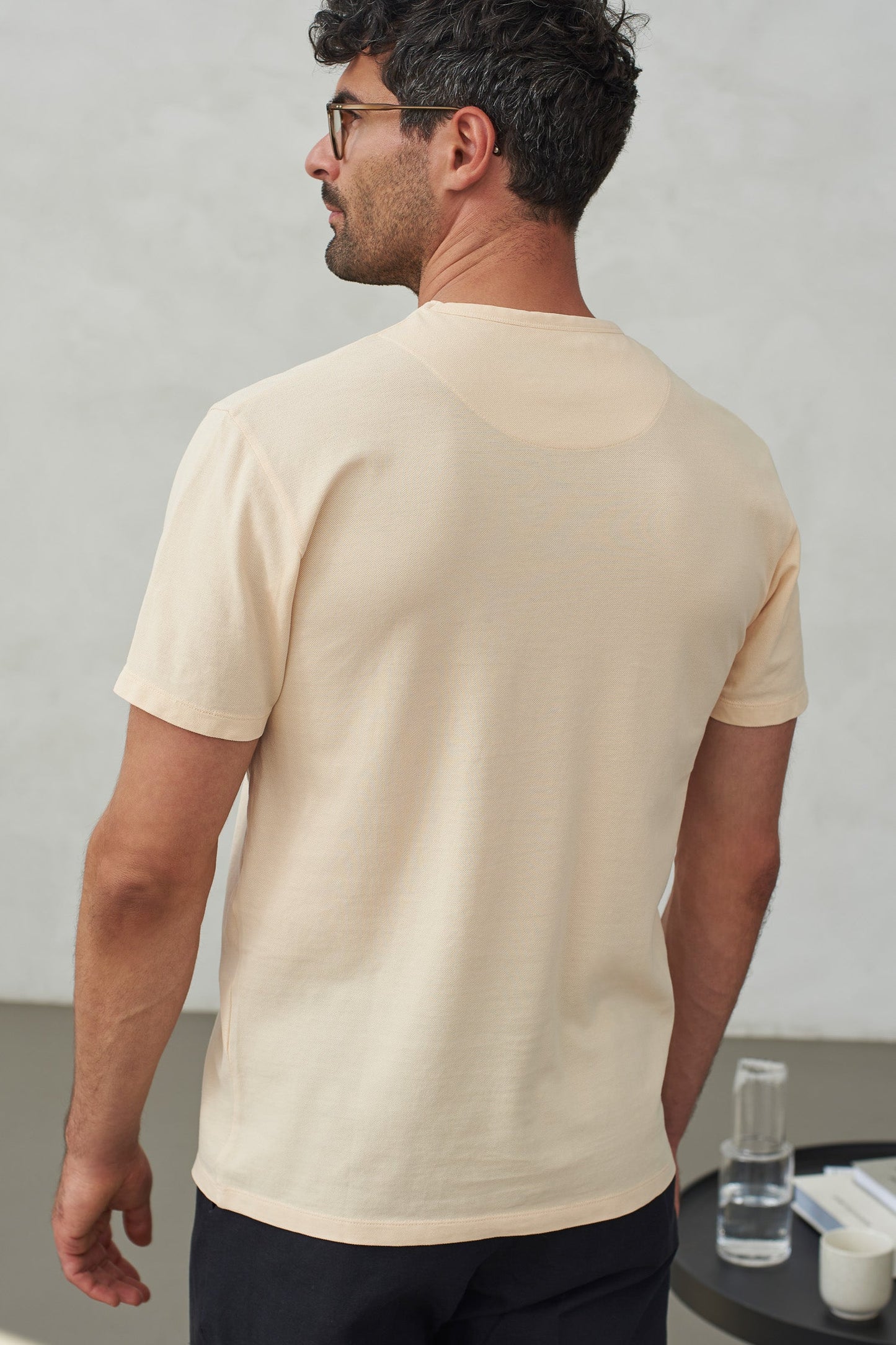 T-shirt en coton bio piqué | pêche "liron eco pique peach"