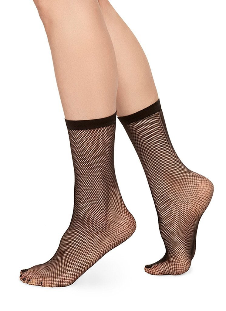 Chaussettes hautes motif résille noir en polyamide recyclé - Liv Net