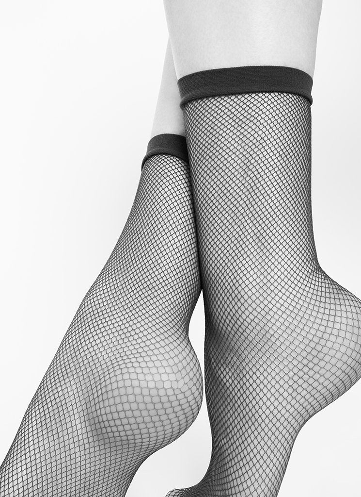 Chaussettes hautes motif résille noir en polyamide recyclé - Liv Net