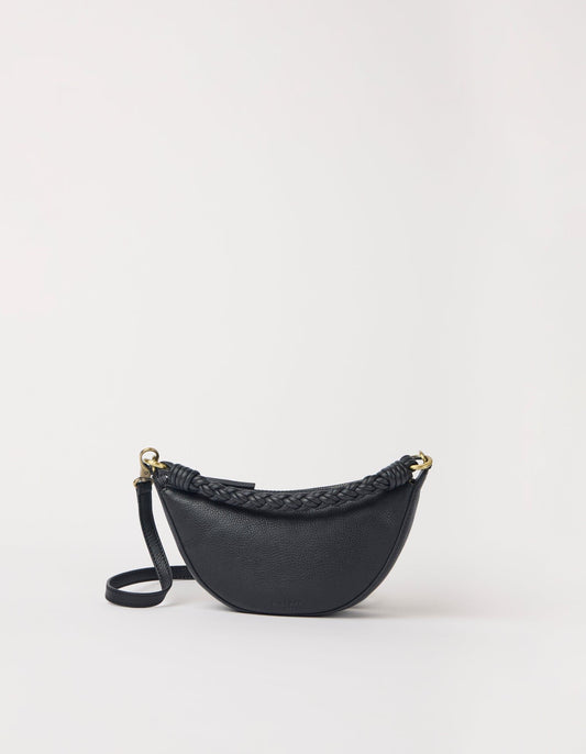 Sac à en cuir certifié | black "leo mini - black soft grain (twisted handle)" | Black soft grain