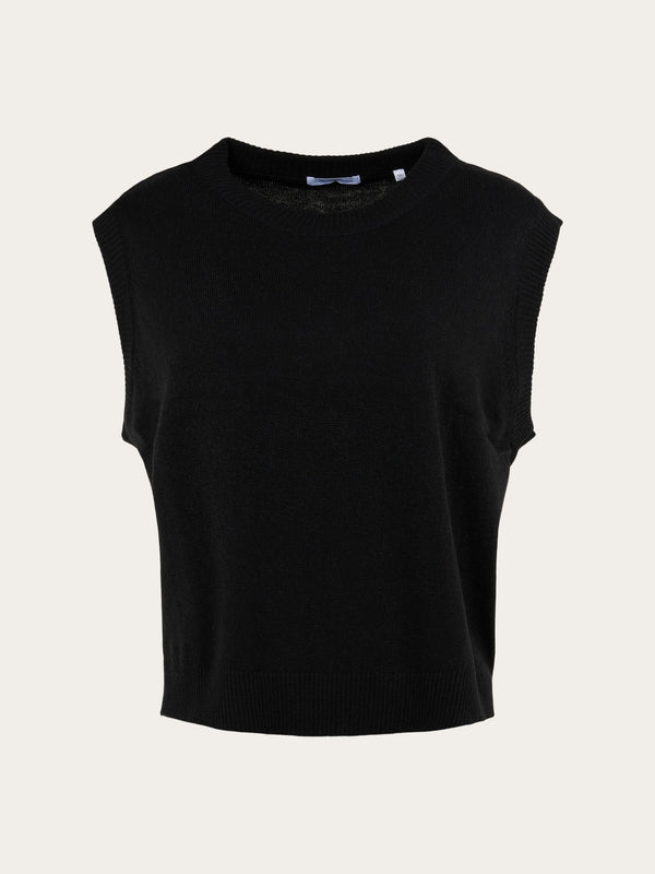 Pull sans manches en laine bio | Noir "lambswool vest black jet"