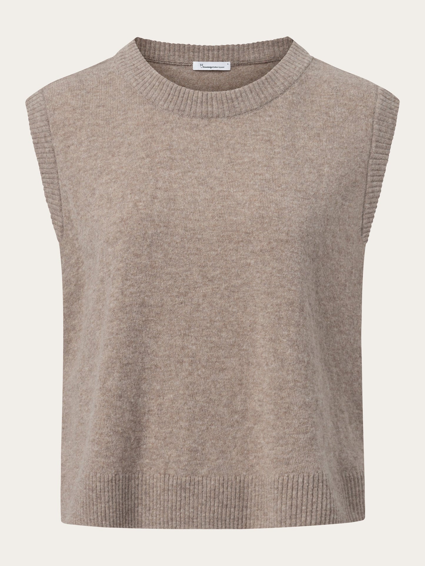Pull sans manches en laine certifiée | beige "lambswool vest kelp melange"
