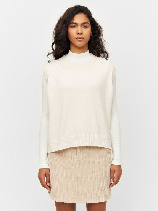 Pull sans manches en laine bio | Écru "lambswool vest buttercream"