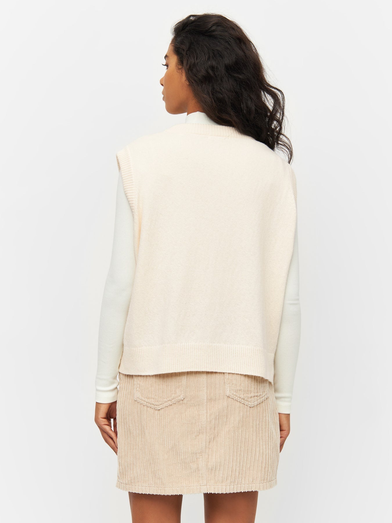 Pull sans manches en laine bio | Écru "lambswool vest buttercream"