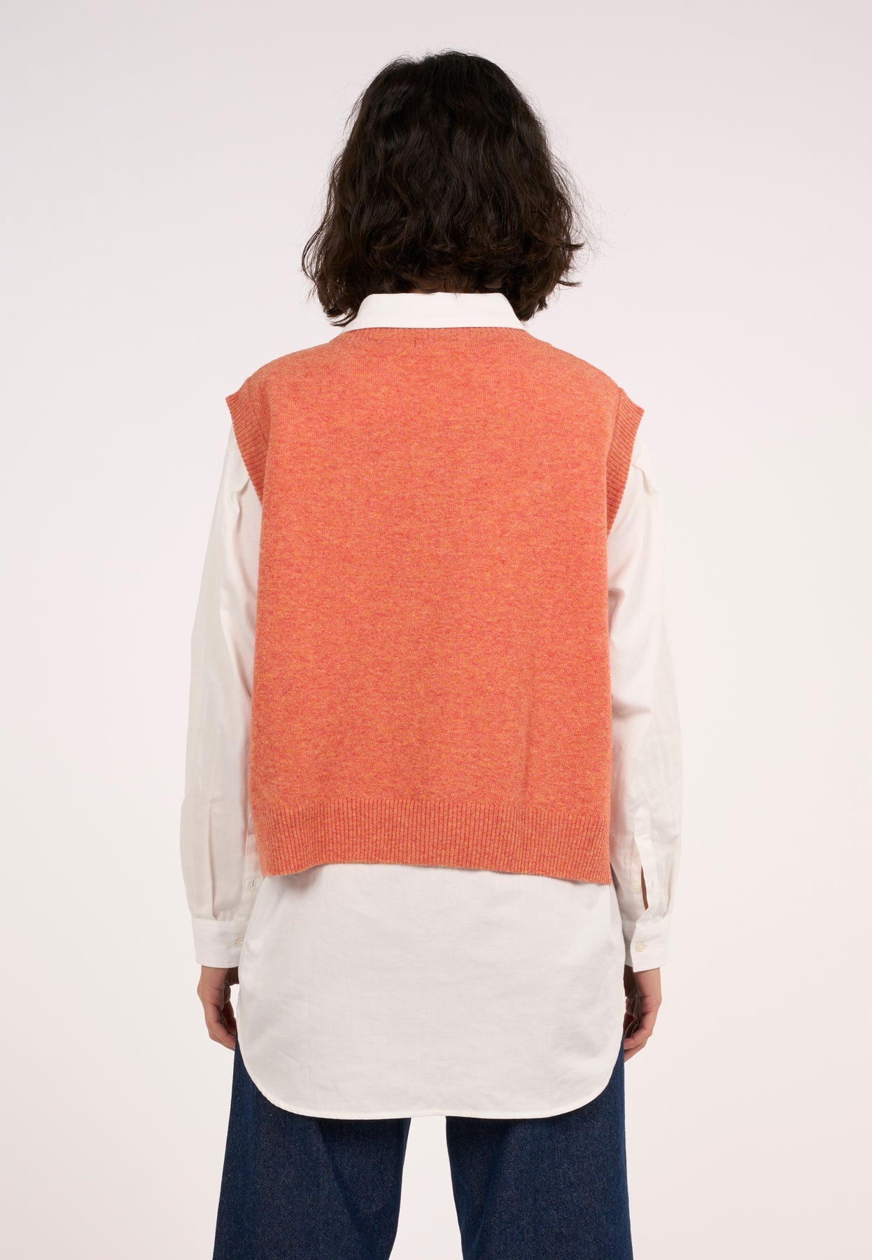 Pull sans manches rouille en laine bio - lambswool vest autumn leaf