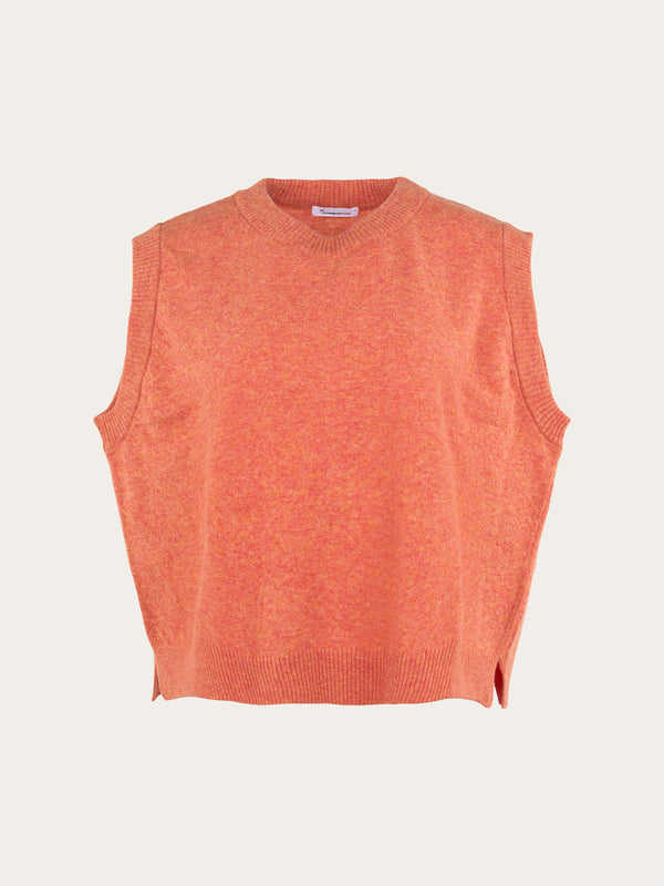 Pull sans manches rouille en laine bio - lambswool vest autumn leaf