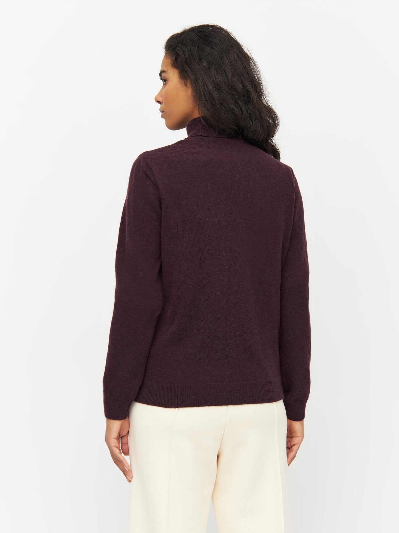Pull col roulé en laine certifiée | Acajou "lambswool roll neck chocolate plum"