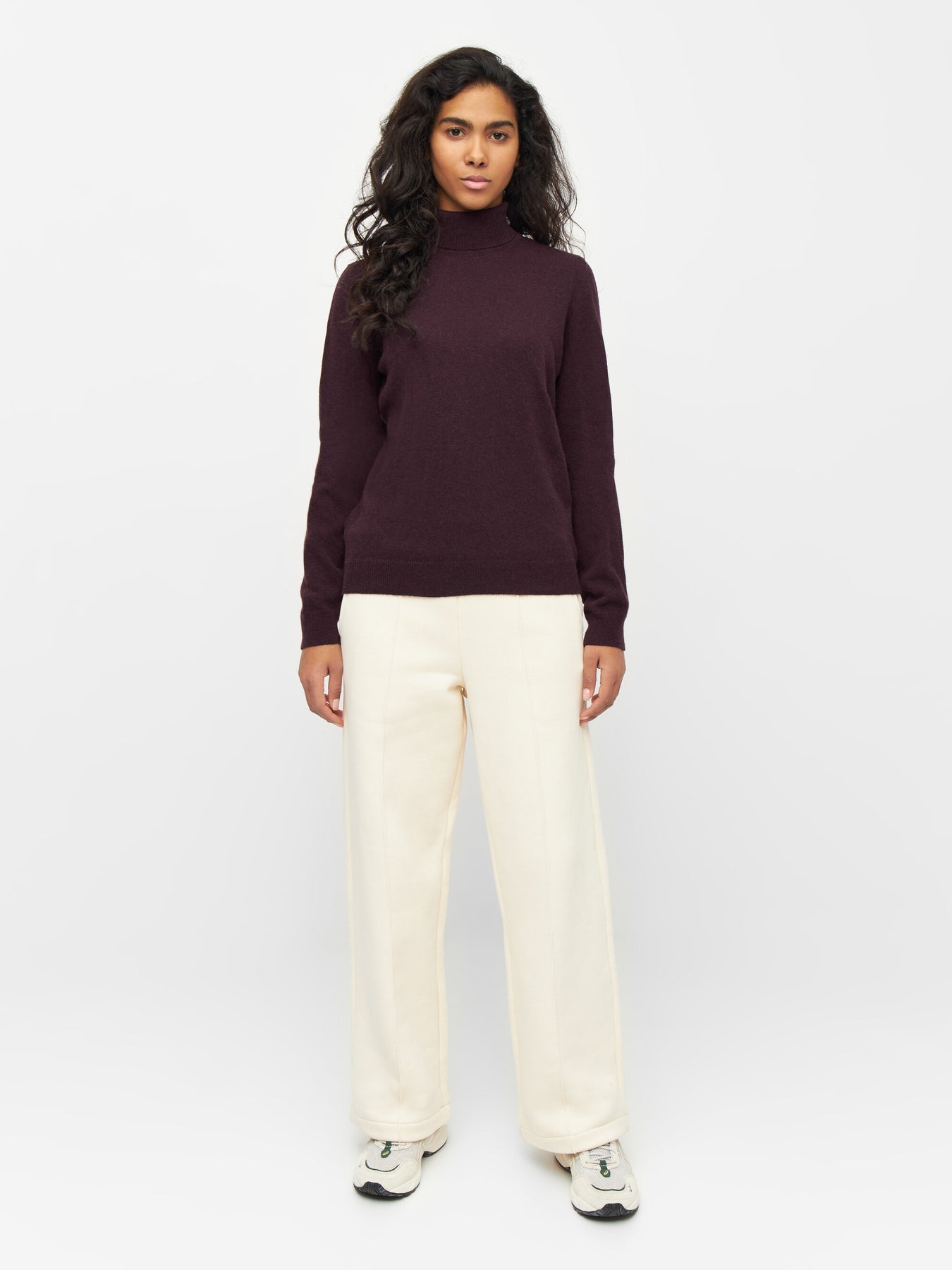 Pull col roulé en laine certifiée | Acajou "lambswool roll neck chocolate plum"