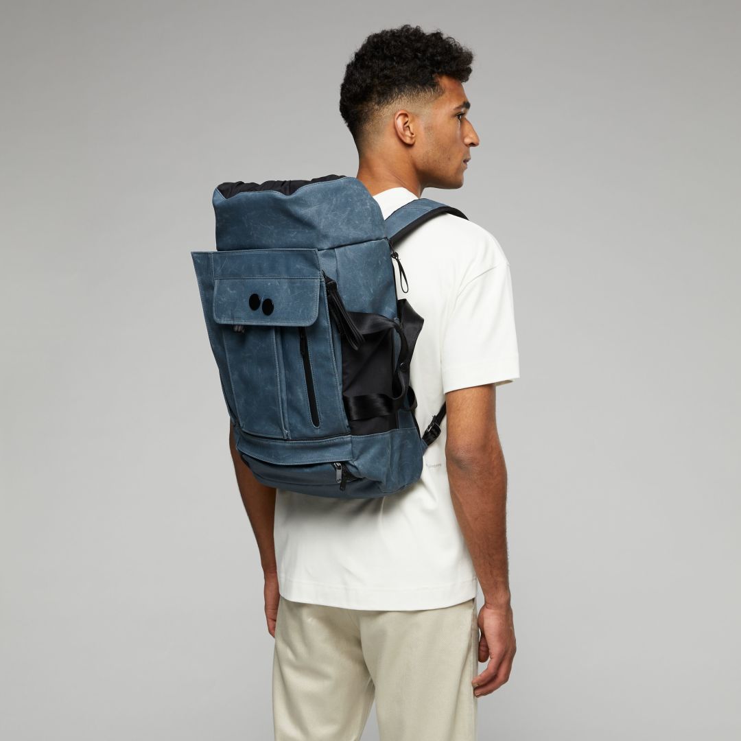 Sac à dos waxé bleu recyclé - blok medium coated blue